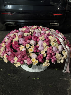 Main Character XXXL Basket — Blush Pink Garden Roses · Floral Baskets by Ame Flowers