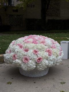 Pretty in Pink XXL Basket — Blush Ivory Garden Roses · Floral Baskets by Ame Flowers
