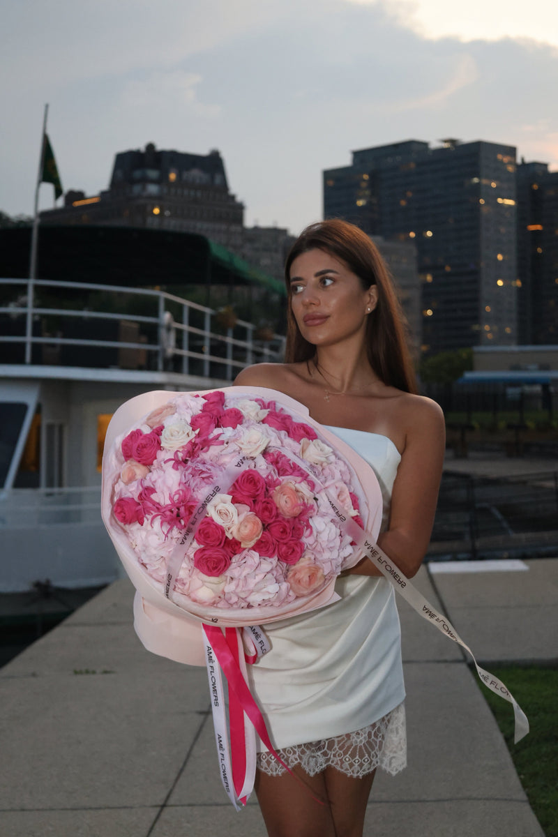 La Vie en Pink — Blush Ivory Roses · Mix Bouquets by Ame Flowers