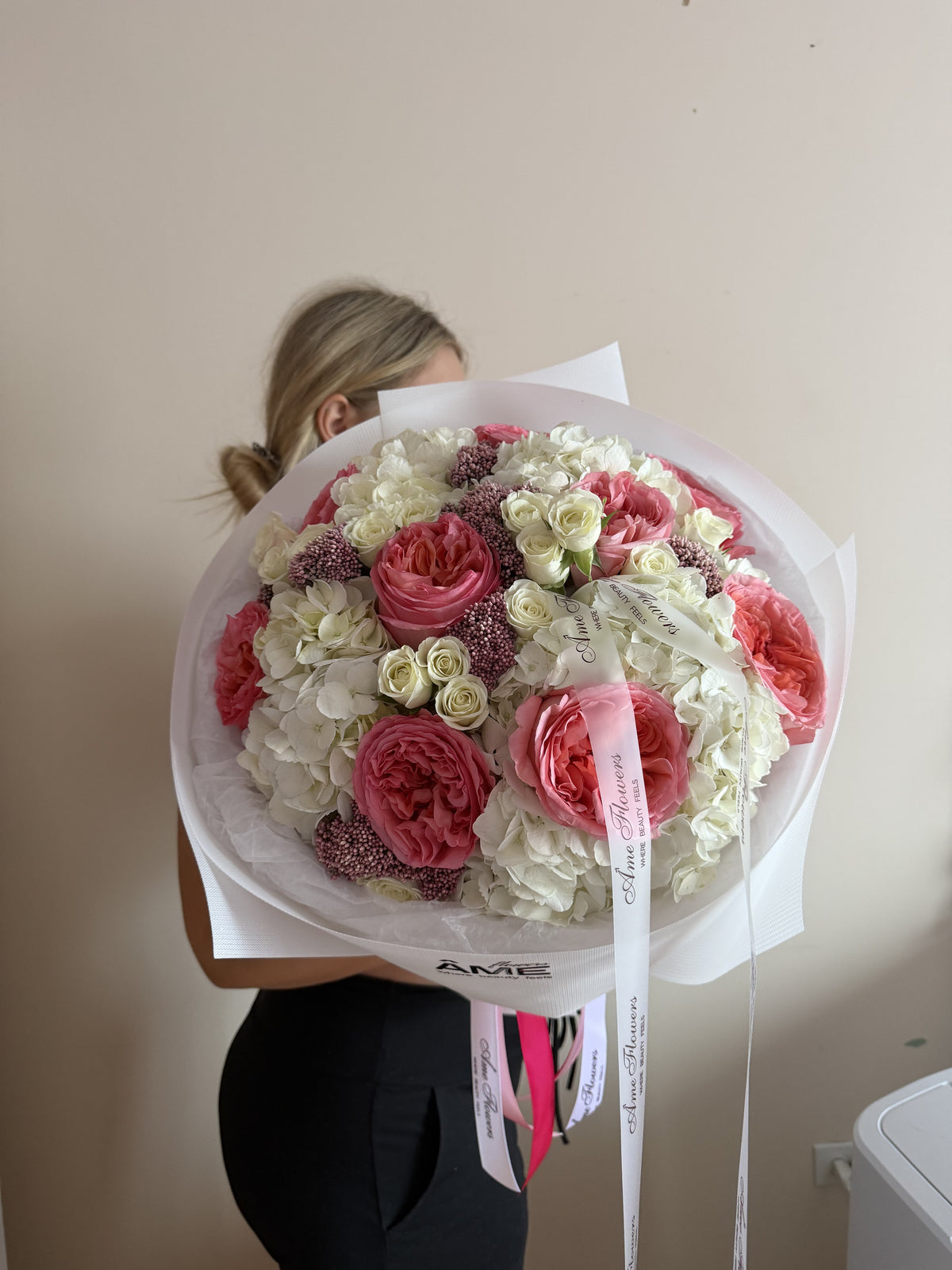 Coral Charm — Ivory Coral Garden Roses · Mix Bouquets by Ame Flowers