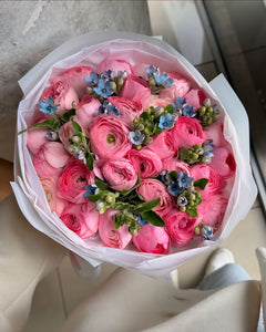 Ranunculus — Blue Pink Ranunculus · Mono Bouquets by Ame Flowers