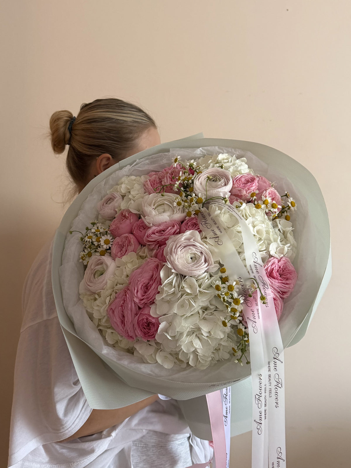 Meet Me In Paris — Pink White Garden Roses · Mix Bouquets by Ame Flowers