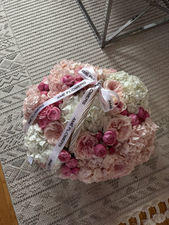Pink Sonata L Basket — Blush Ivory Roses · Floral Baskets by Ame Flowers