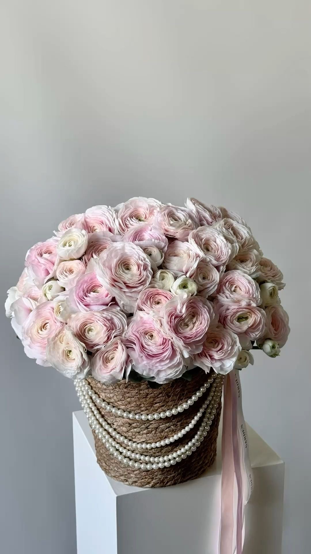 Pearl Blush Basket — Blush Ranunculus · Floral Baskets by Ame Flowers