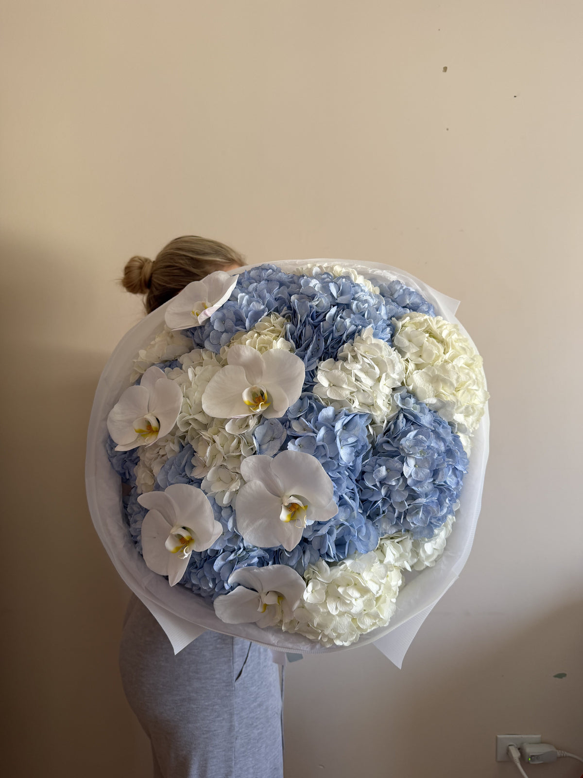 Hydrangeas & Orchid Mix — Blue White Hydrangeas · Mono Bouquets by Ame Flowers